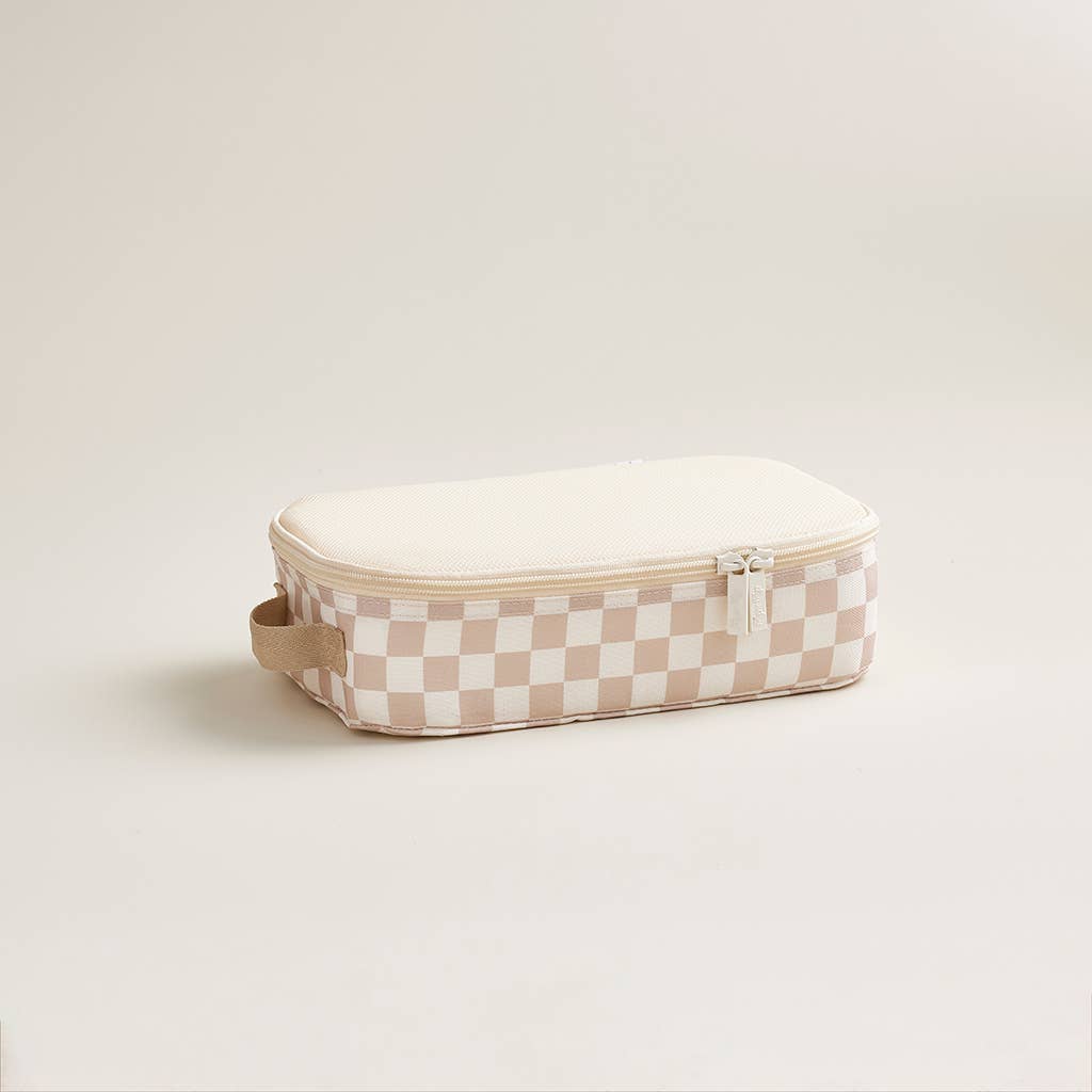 Taupe Checkered Packing Cubes