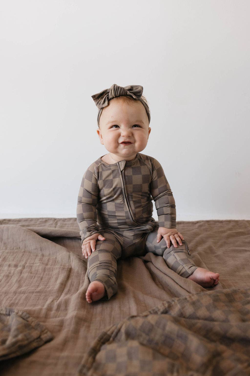Checkered Bamboo Zip Pajamas