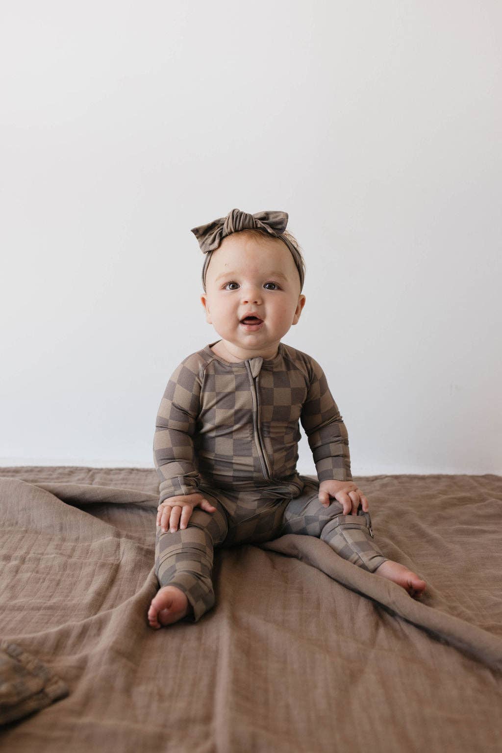 Checkered Bamboo Zip Pajamas
