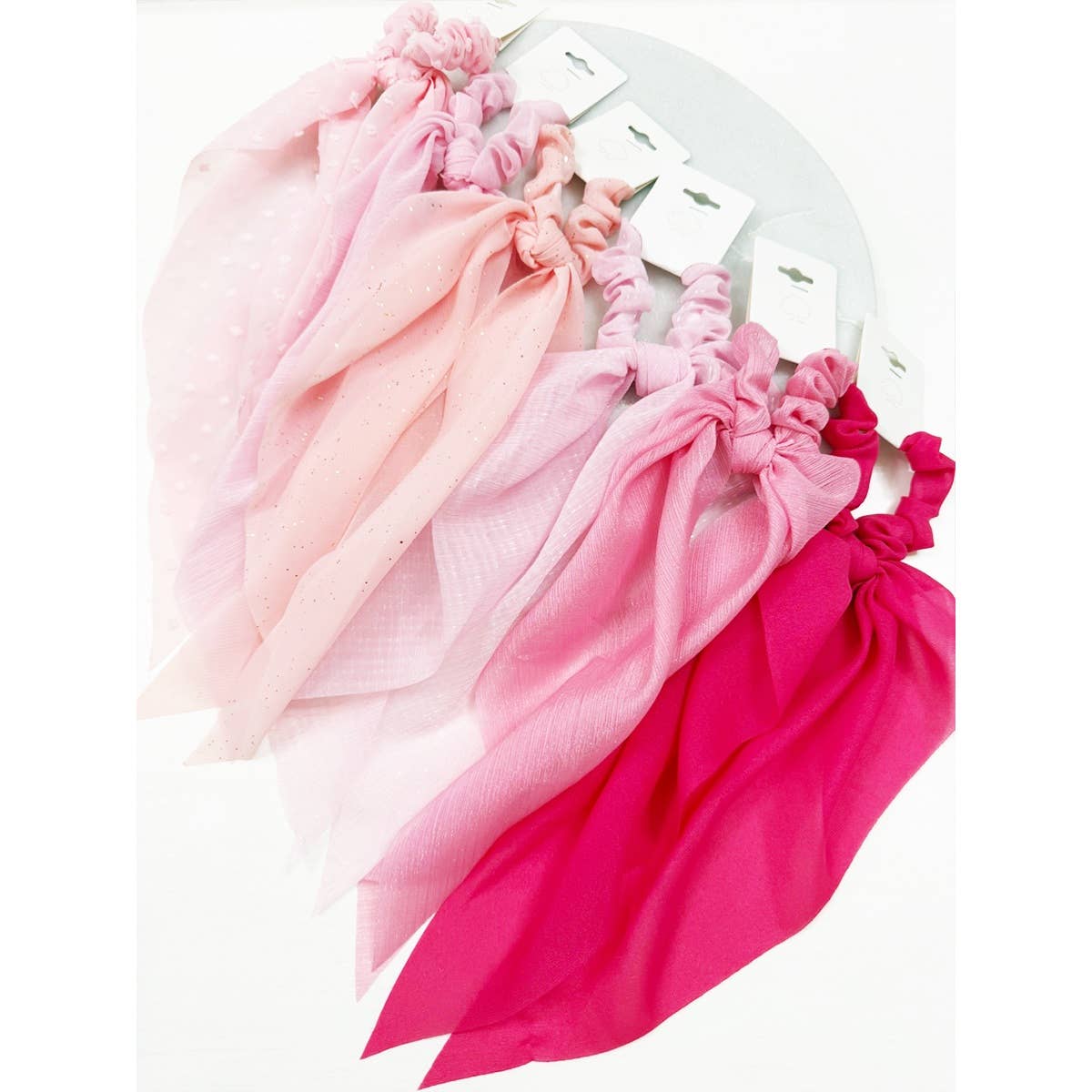 Variety Pink Shade Fabric Long Tail Hair Scrunchie