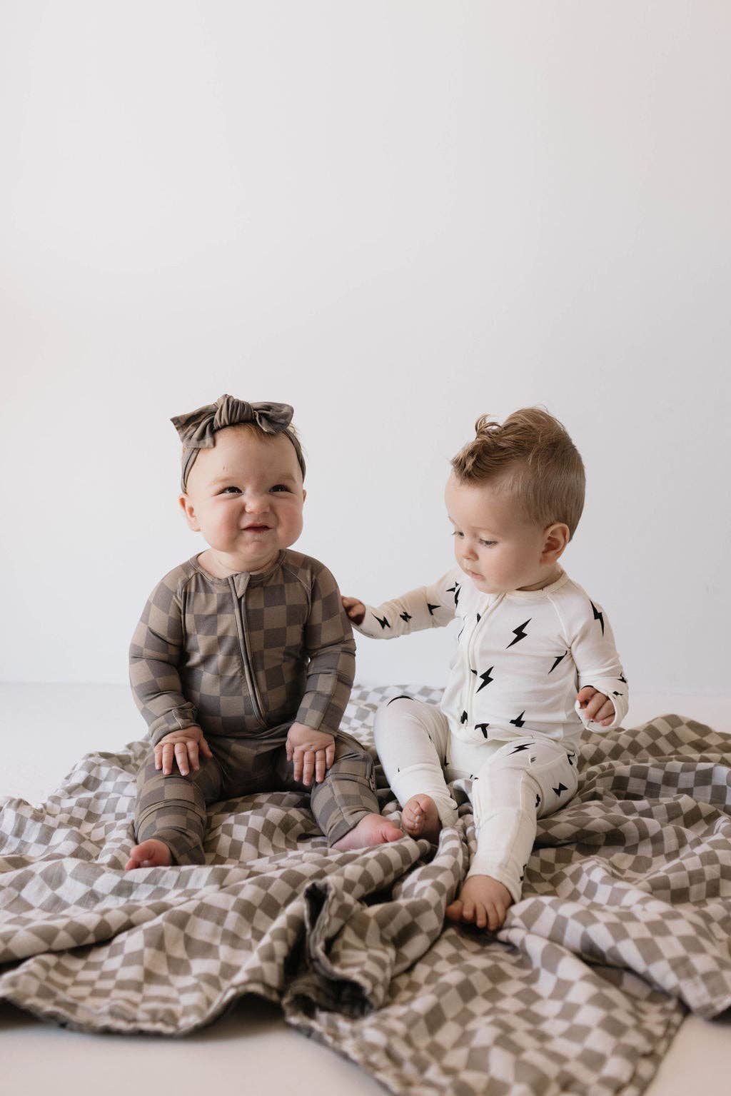 Checkered Bamboo Zip Pajamas