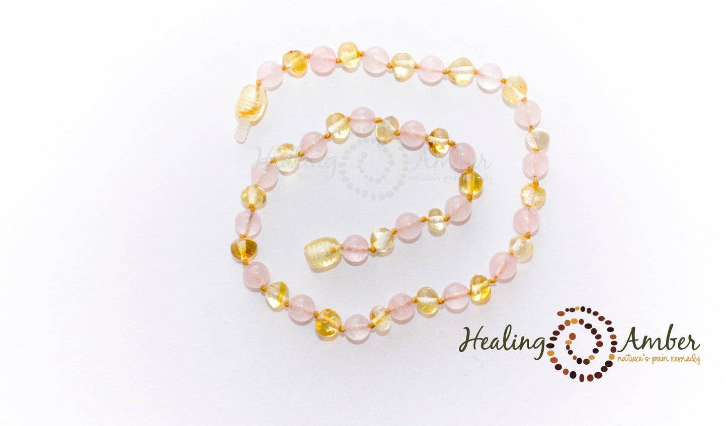 Gold Amber & Rose Quartz-13 inch