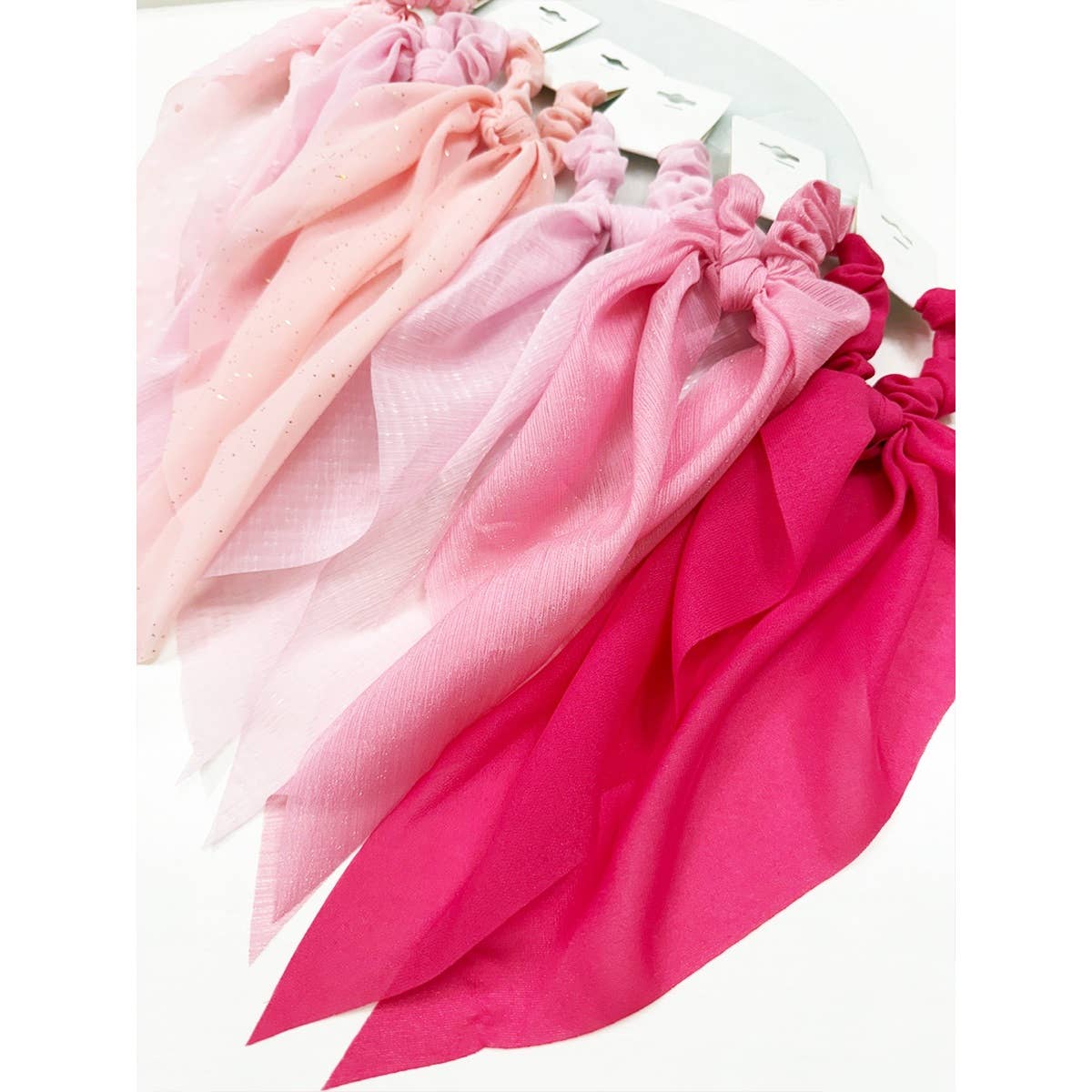 Variety Pink Shade Fabric Long Tail Hair Scrunchie