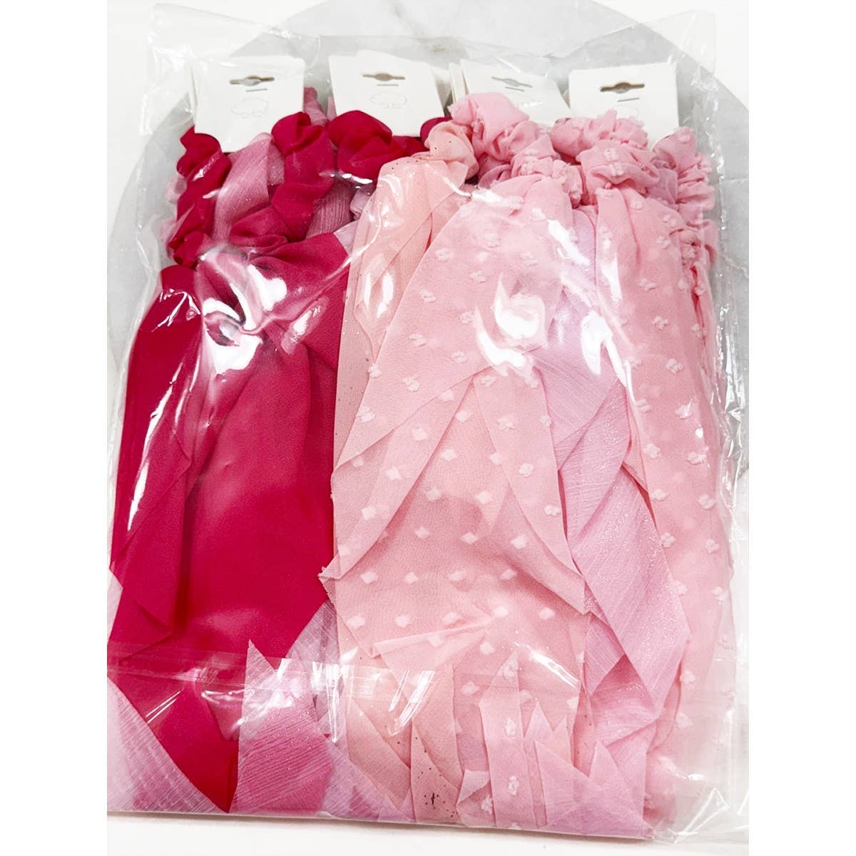 Variety Pink Shade Fabric Long Tail Hair Scrunchie