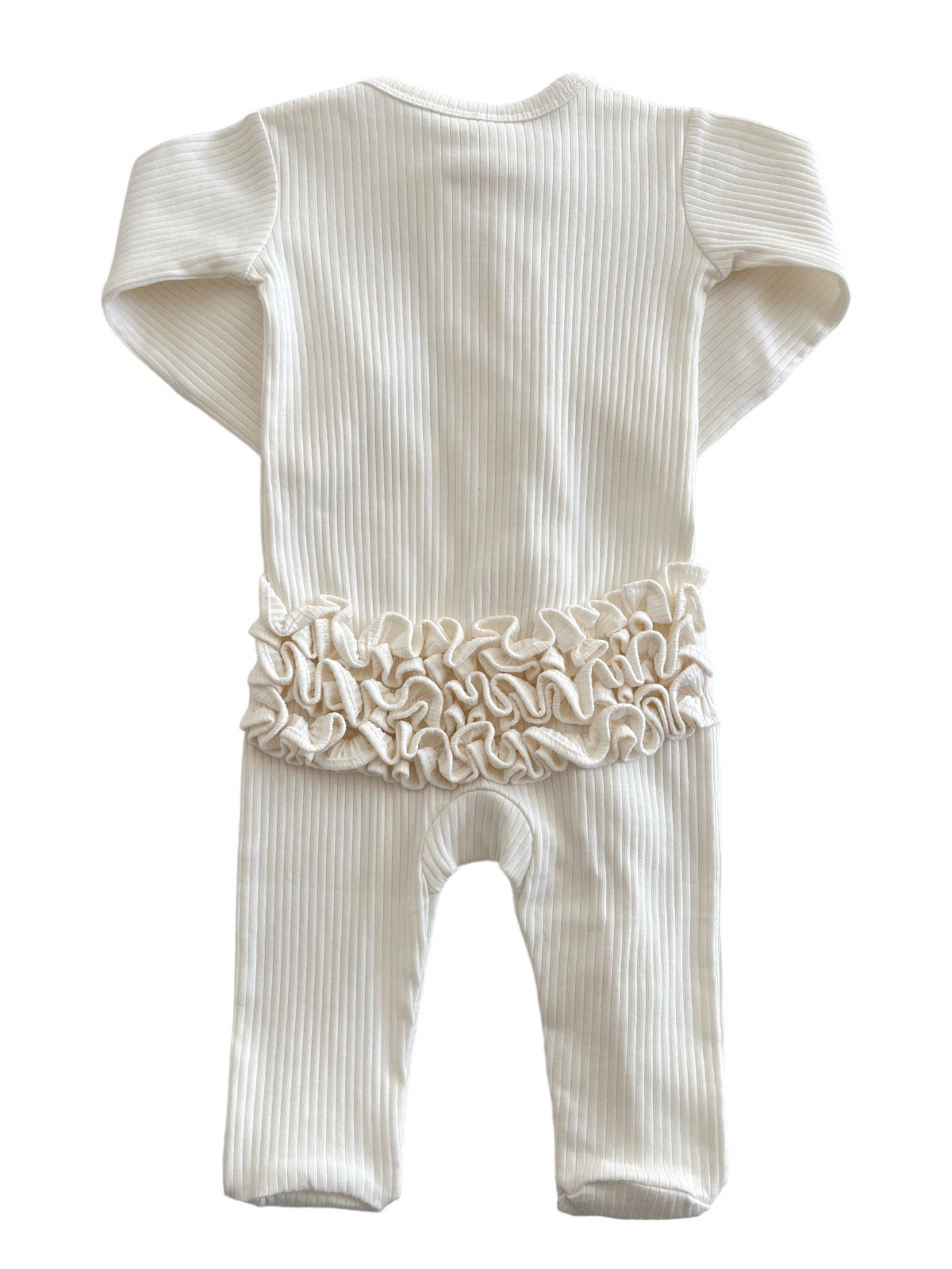 Ivory / Organic Ribbed Frill Zip Footie (Baby - Kids)