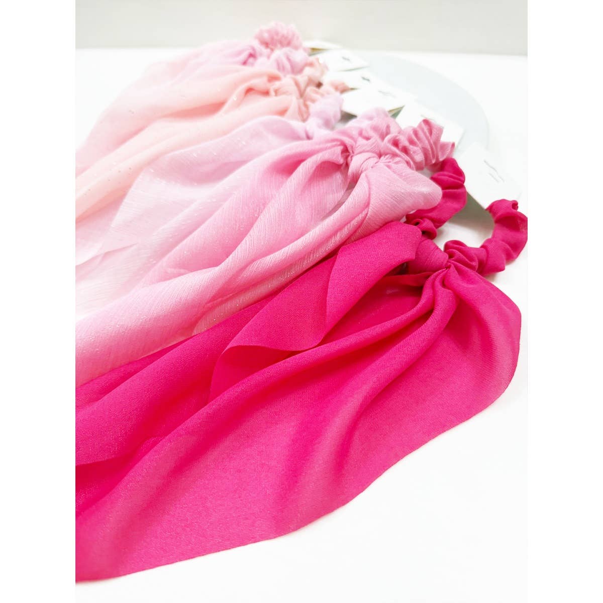 Variety Pink Shade Fabric Long Tail Hair Scrunchie
