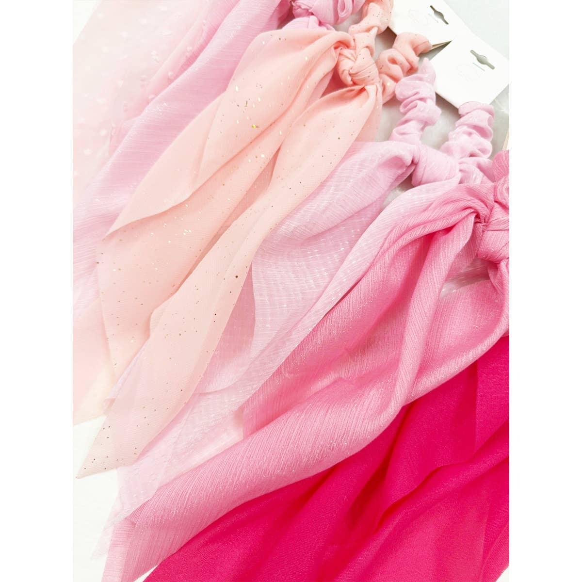 Variety Pink Shade Fabric Long Tail Hair Scrunchie