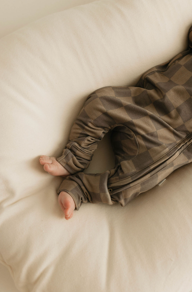 Checkered Bamboo Zip Pajamas