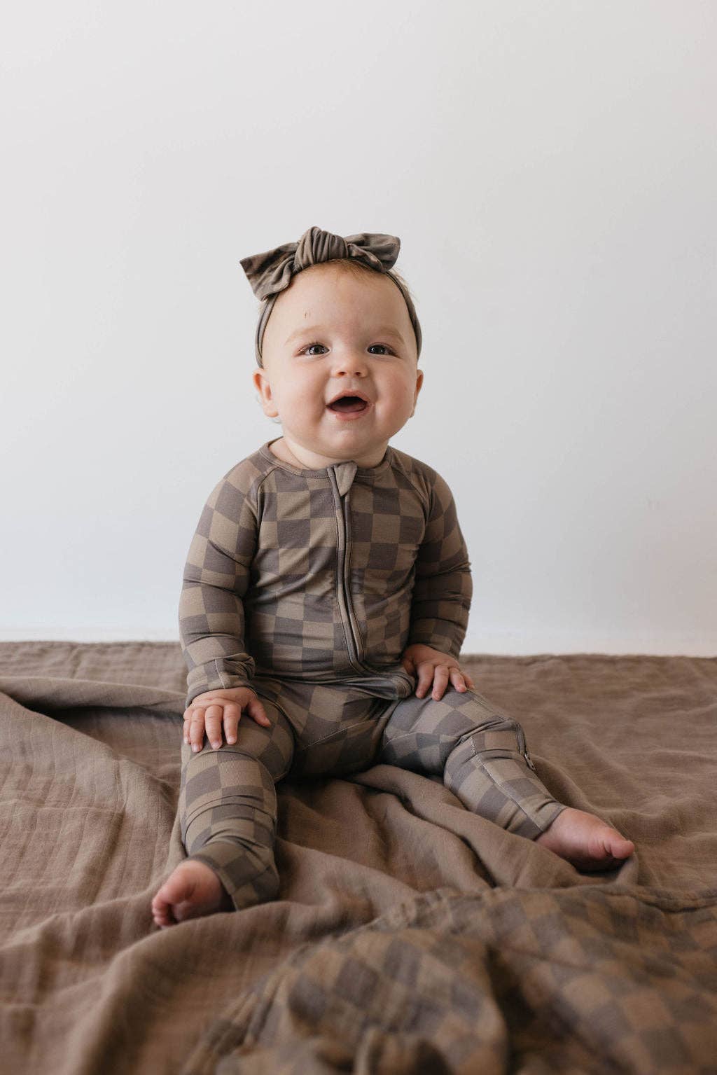 Checkered Bamboo Zip Pajamas