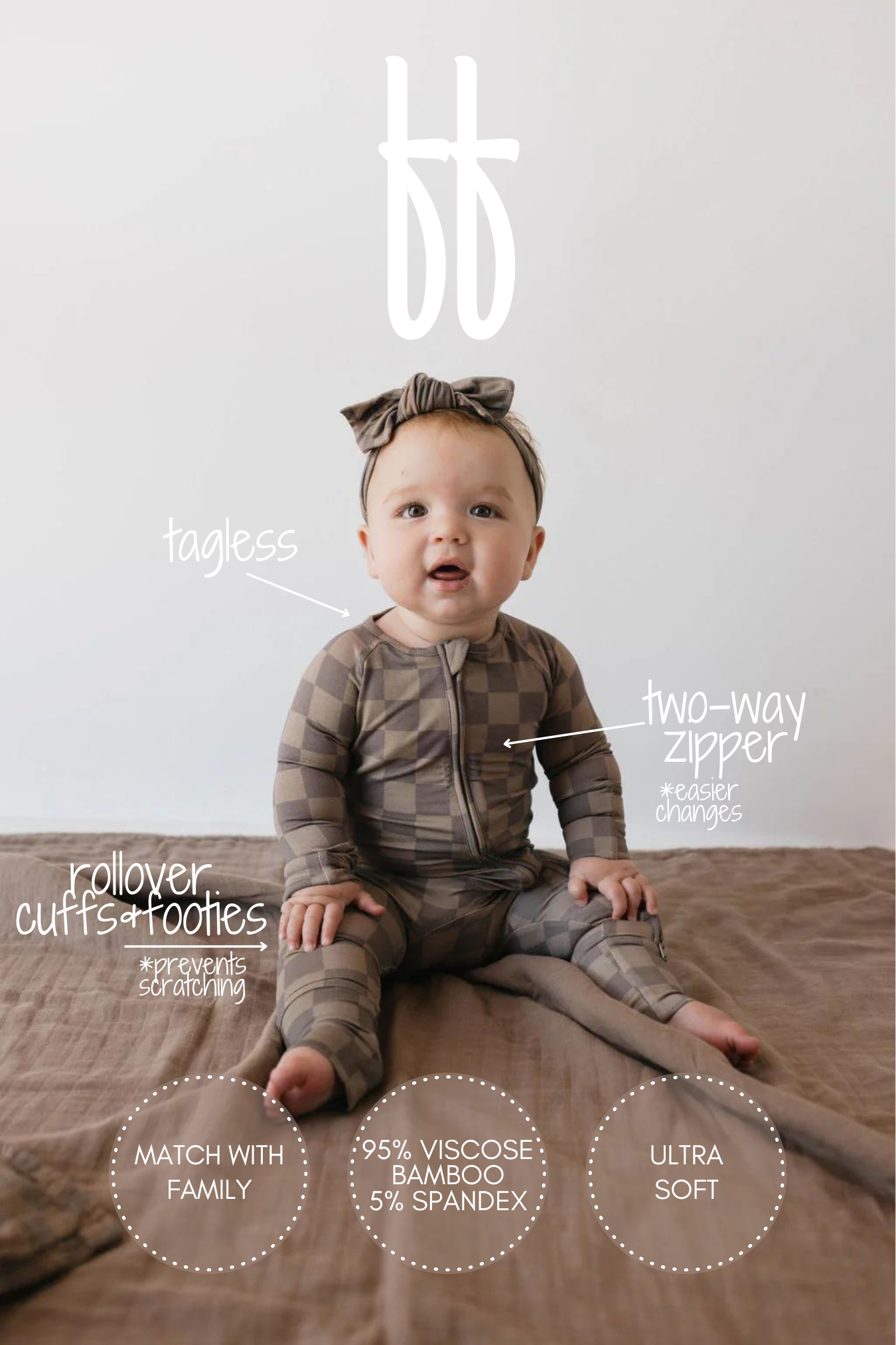 Checkered Bamboo Zip Pajamas