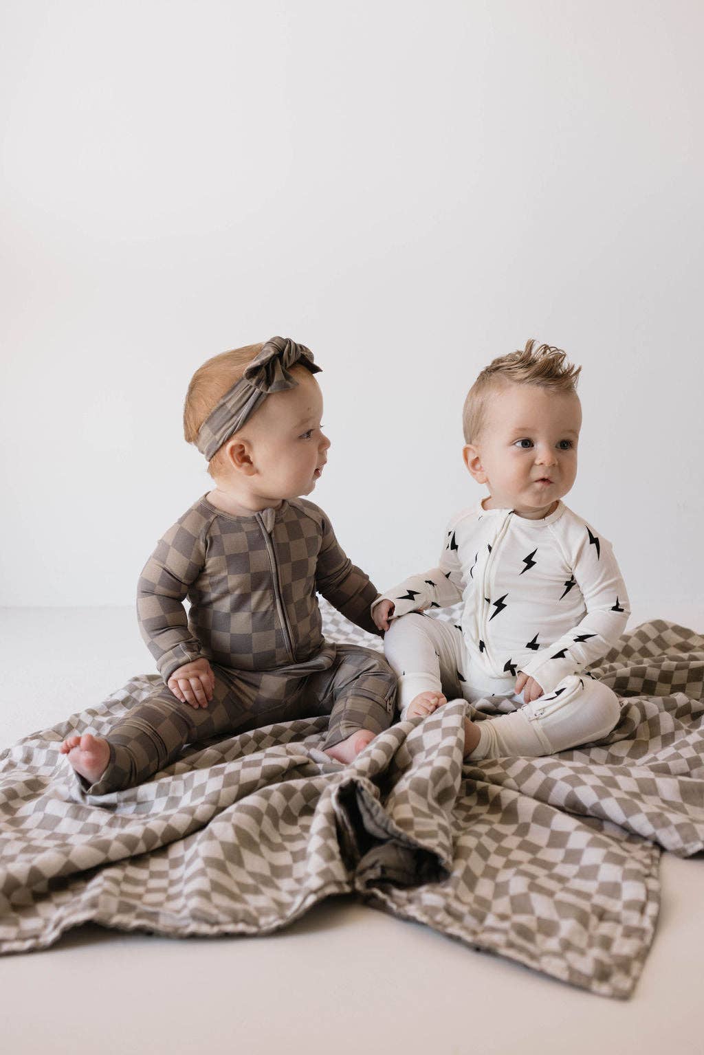Checkered Bamboo Zip Pajamas