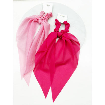 Variety Pink Shade Fabric Long Tail Hair Scrunchie