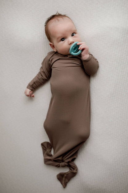 Cocoa Ribbed Knotted Gown