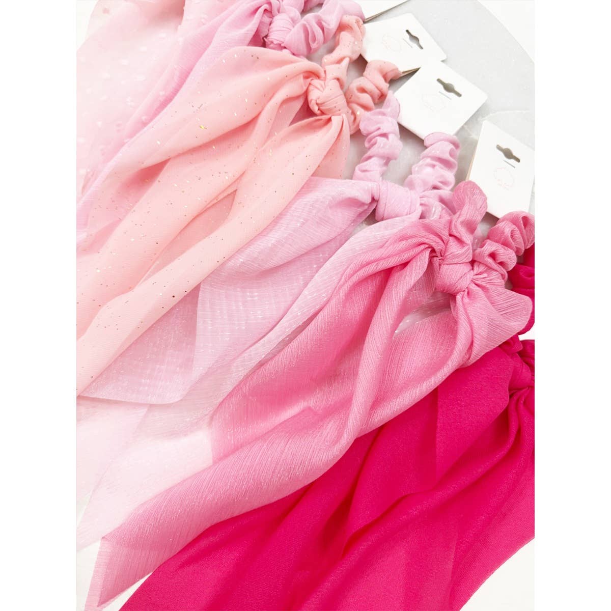 Variety Pink Shade Fabric Long Tail Hair Scrunchie