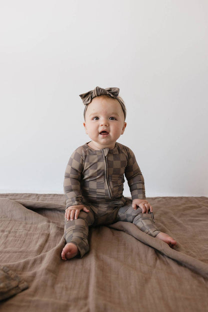 Checkered Bamboo Zip Pajamas