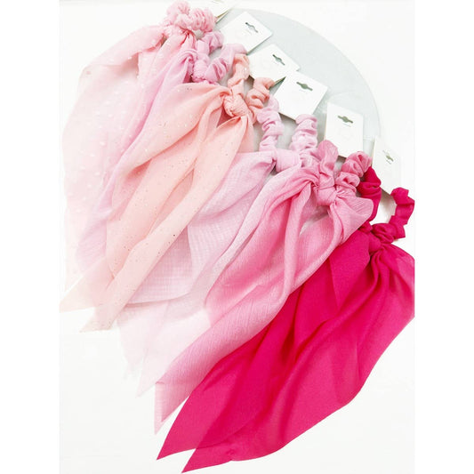 Variety Pink Shade Fabric Long Tail Hair Scrunchie