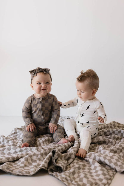 Checkered Bamboo Zip Pajamas