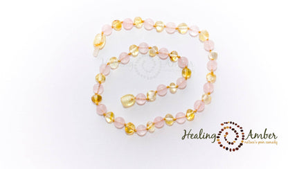 Gold Amber & Rose Quartz-13 inch