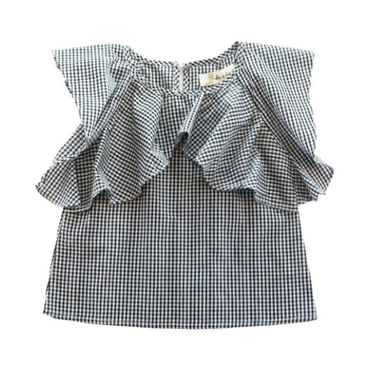 Ruffle Checked Blouse