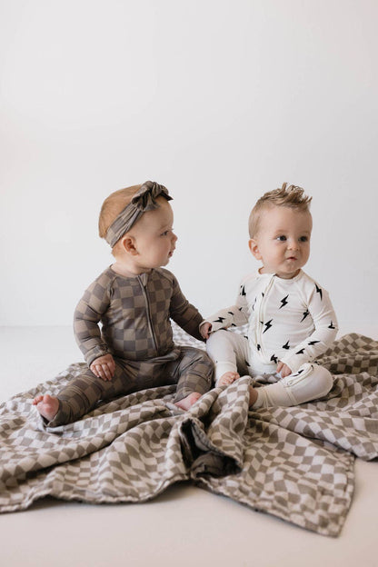 Checkered Bamboo Zip Pajamas