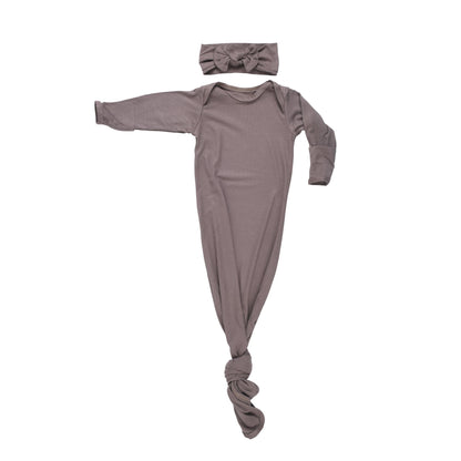 Cocoa Ribbed Knotted Gown